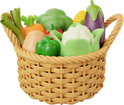 Fresh Vegetable in Basket 3d